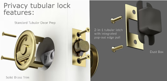 Emtek Rectangular Pocket Door Tubular Locks
